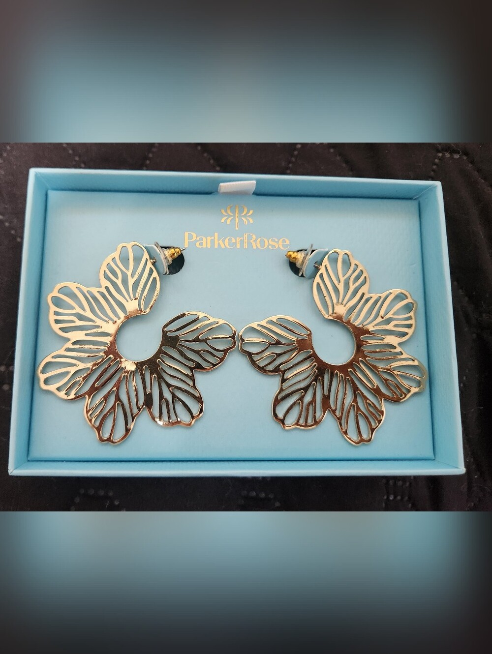 Parker Rose Gold Floral Openwork Hoop Earrings